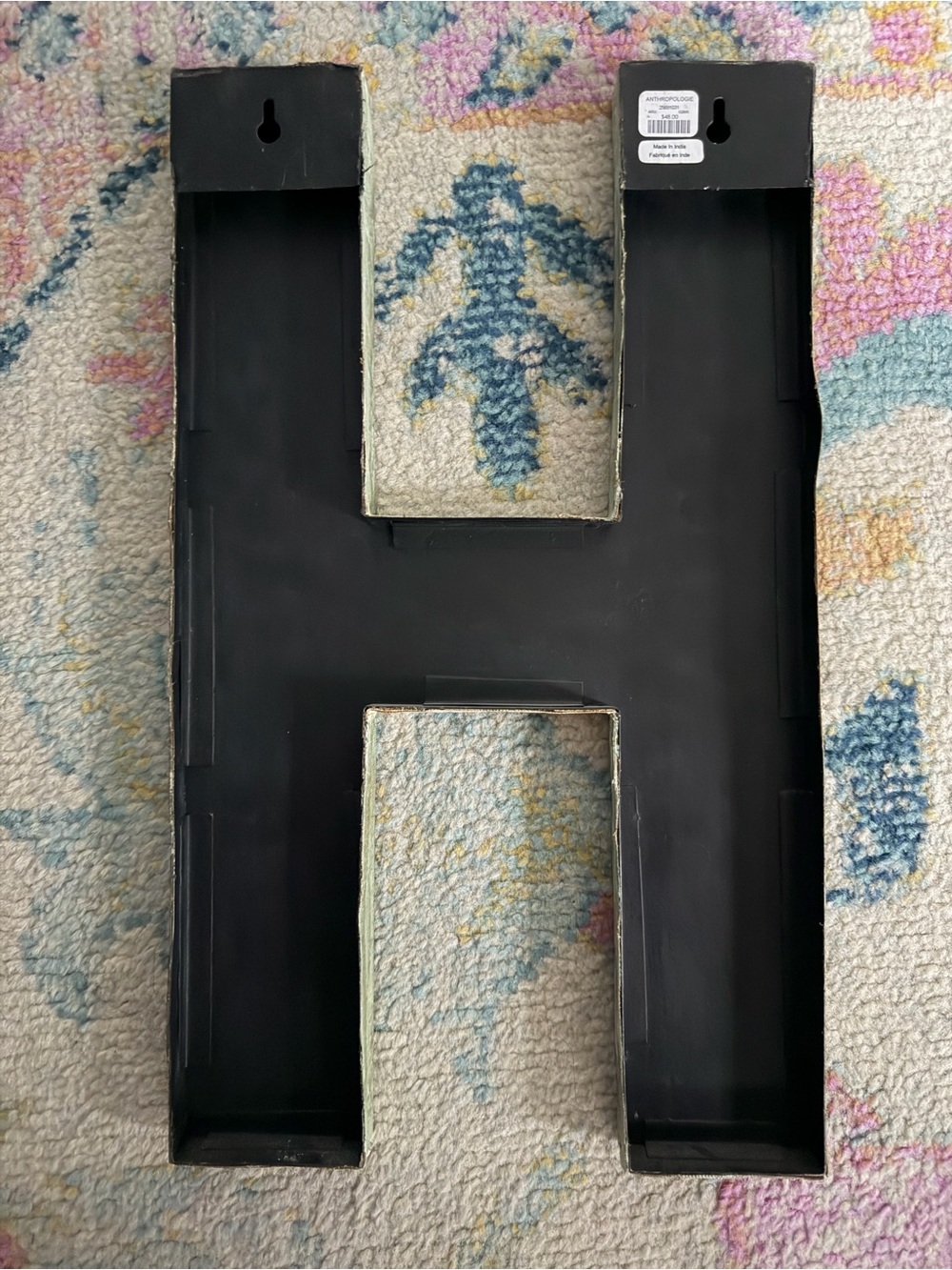 Anthropologie Mixed-Media Decorative Letter H in Brown, Green, Pink - Picture 3 of 5